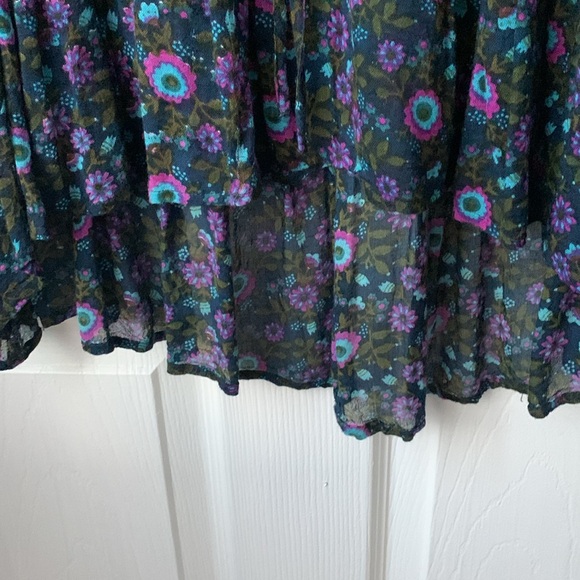 NATURAL LIFE Black Blouse with Purple and Blue Floral Design. Like new sheer. OS - Picture 8 of 8